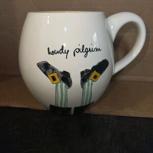 Rae Dunn White Mug with Pilgrim Design